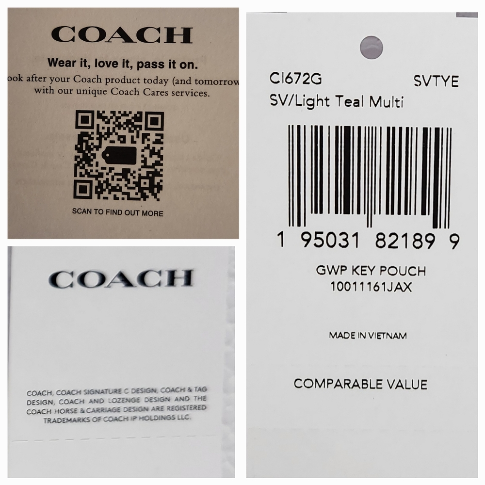 COACH Light Teal Key Pouch NWT C1672G - Picture 12 of 13